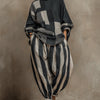 Casual Color-Block Printed Long-Sleeve Top And Pants Set