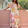 Ivy | Holiday Square Neck Floral Print Maxi Dress