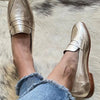 SHINY LIGHT GOLD LOAFERS