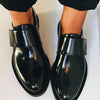 SHINY LOAFERS WITH WIDE STRAP