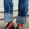 LEOPARD PRINT LOAFERS WITH RED DETAIL