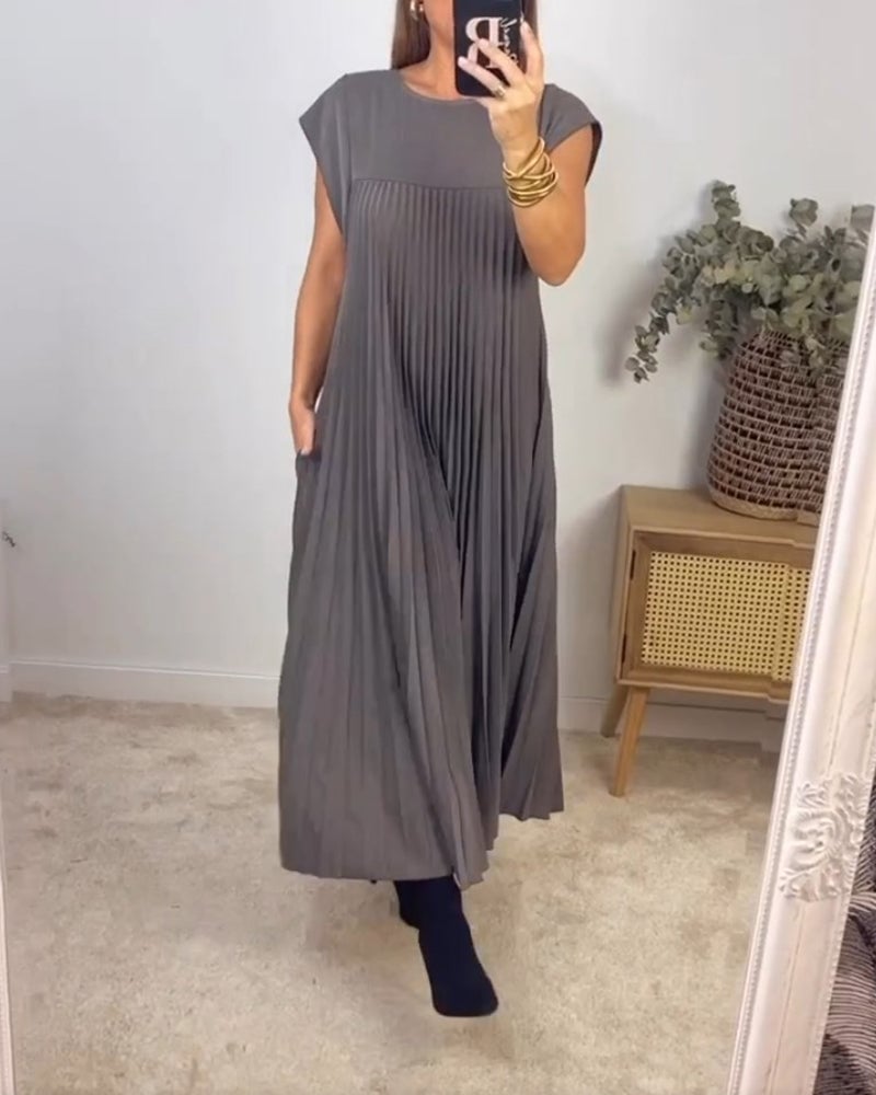 Sophia - Elegant Spliced Pleated Maxi Dress