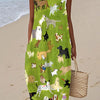 Isabella | Midi Dress Printed Dog Oil Painting
