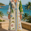 Belted Printed Twill Midi Shirt Dress