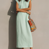 Mirelle – Mint Green Maxi Dress with Split Neck