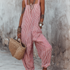 Women's Minimalist Striped Loose-Fit Square-Neck Sleeveless Jumpsuit