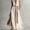 Women's Sleeveless V-Neck Tie-Waist Maxi Dress