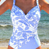 Mercedes™ | Luxury swimsuit with crossover neckline and multicolor print