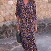 Nathalie | Vintage Print V-Neck Dress