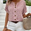 Cindy™ | Floral Print Notched Colour Blouse
