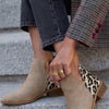ELEGANT ANKLE BOOT WITH ANIMAL PRINT DETAIL