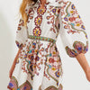 Jenny - Puff Sleeve Pocketed Shirt Mini Dress