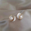 Timeless Gold Pearl Stud Earrings