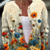Vintage Floral Art Printed Buttoned Cardigan Sweater