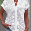 Short-sleeved V-neck blouse