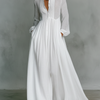 Women's Minimalist Patchwork Single-breasted Stand-up Collar Long-sleeved Maxi Dress
