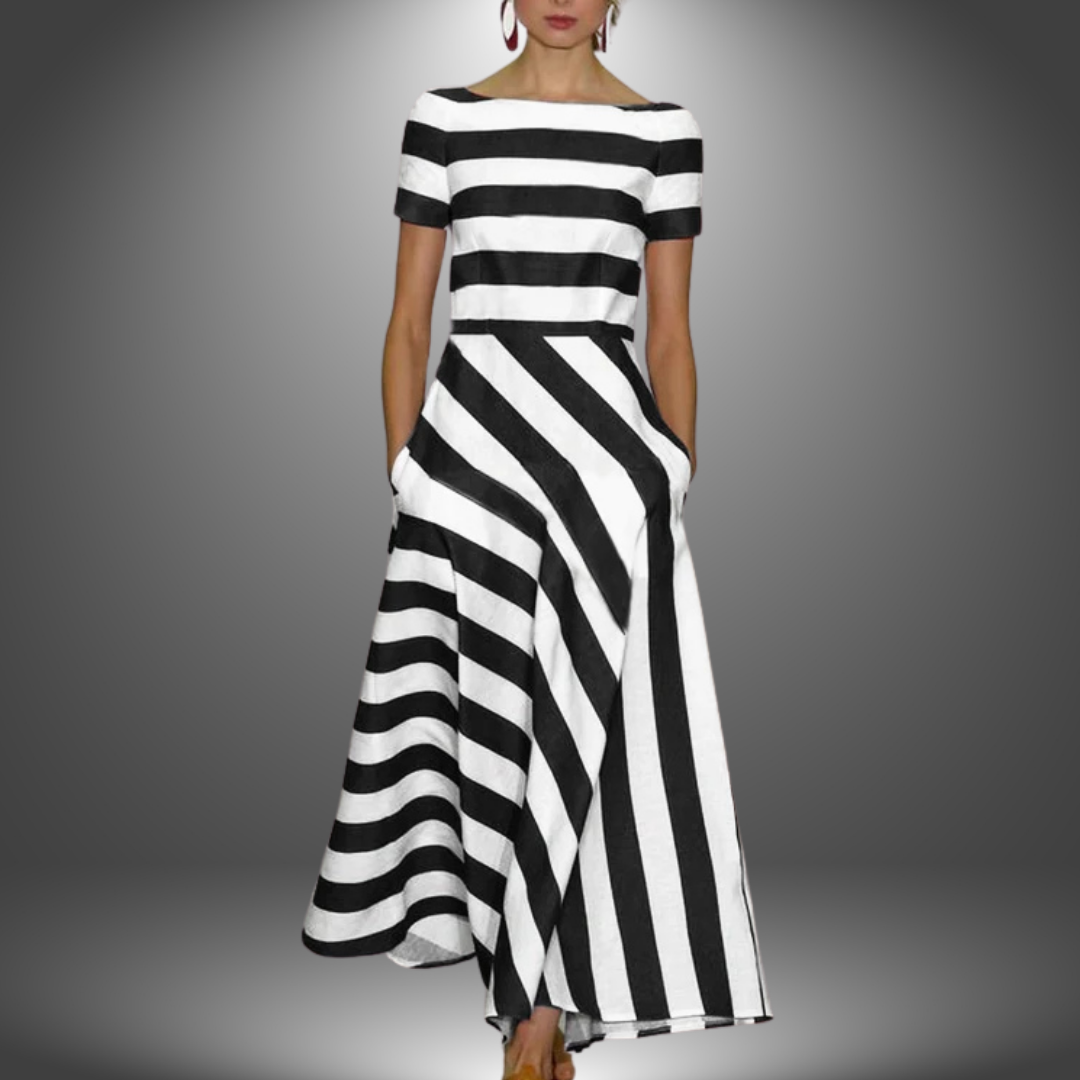 Alma | Striped A-Line Maxi Gown