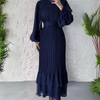 Cami - Chic French Fall Mesh-Accented Evening Gown