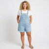 Clara | Vintage Washed Soft Cotton Feel Denim Short Overall Light blue