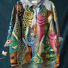 Anneliese | Vintage Funny Fish Art Print Casual Shirt