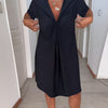 Laurence | Elegant Gathered Dress with V-Neck