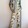 Unique Deep Sea Floral Print Loose Shirt and Pants Set