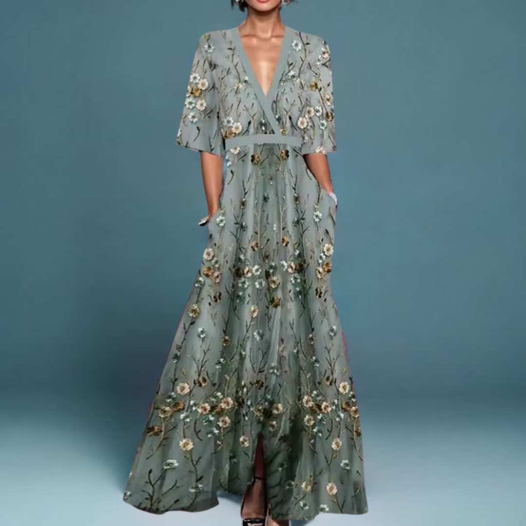 Michelle™ - Elegant Floral Wrap Dress