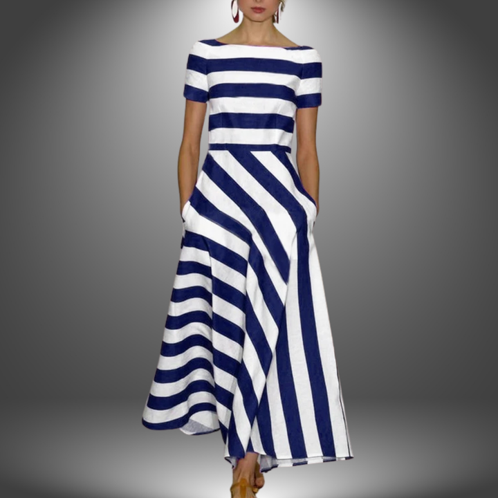Alma | Striped A-Line Maxi Gown
