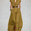 Women's Lapel Single-breasted Short-sleeved Shirt Maxi Dress