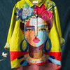 Eugen | Oil Painting Freda Portrait Art Printed Women's Casual Shirt