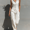 Women's Minimalist Single-breasted Sleeveless Jumpsuit