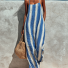Women's Minimalist Vacation-style Striped Printed Suspender Jumpsuit