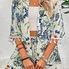 Victoria™ - Elegant Floral Cardigan With Beach Shorts Set
