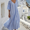 Reva – Holiday Striped Pattern Print Dress