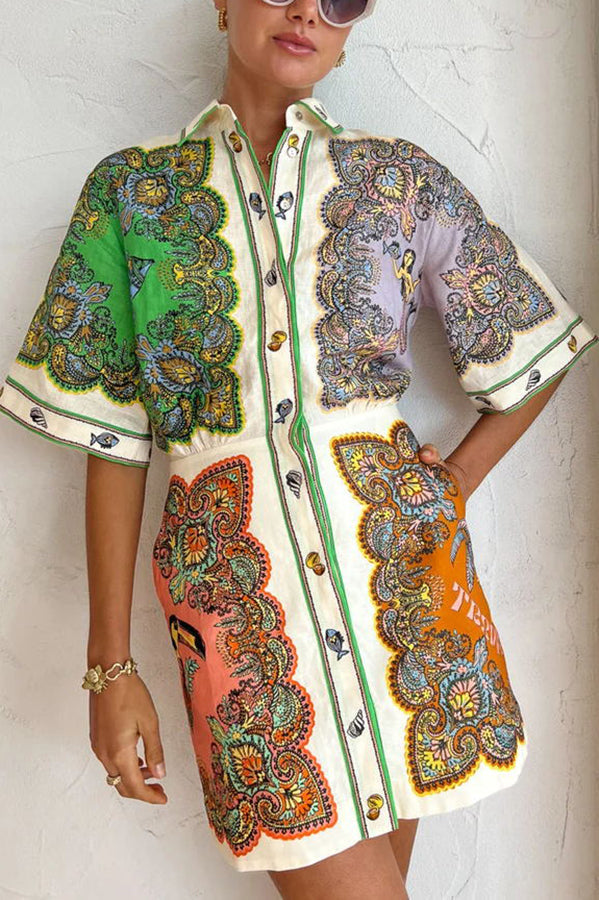 Coco - Mermaid Pocketed Shirt Mini Dress