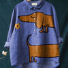 Mabel | Artistic Dachshund Print Casual Blouse