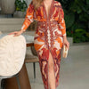 Eva | Sun Escape Unique Print Dolman Midi Dress