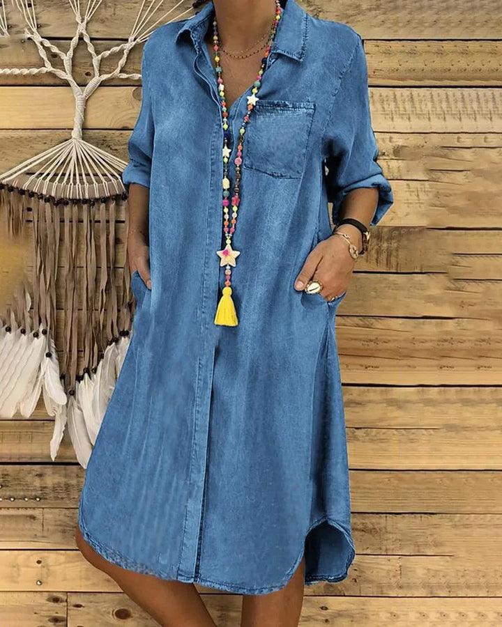 Eleora™ - Vintage Denim Long Dress