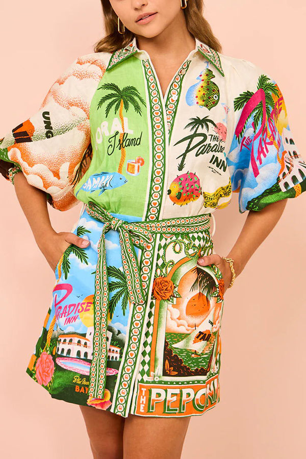 Kim - Belted Pocket Shirt Mini Dress