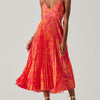 Elegant Floral Print Pleats Midi Dress