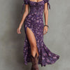 Wendy | Boho Puff Sleeve Midi Dress with Floral Print