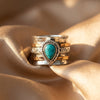 Antique Turquoise Inlaid Gold and Silver Ring