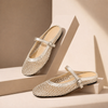 Goldie | Women's Mary Jane Mules Woven Flat Slip On Shoes