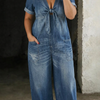 Maya | V Neck Short Sleeve Jumpsuit