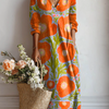 Women's Vintage Floral Pattern Art Print with Pocket Dress