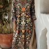 Women's Vintage Floral Pattern Art Print Cotton Dress