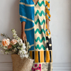 Women's Vintage Abstract Geometry Art Print with Pocket Dress