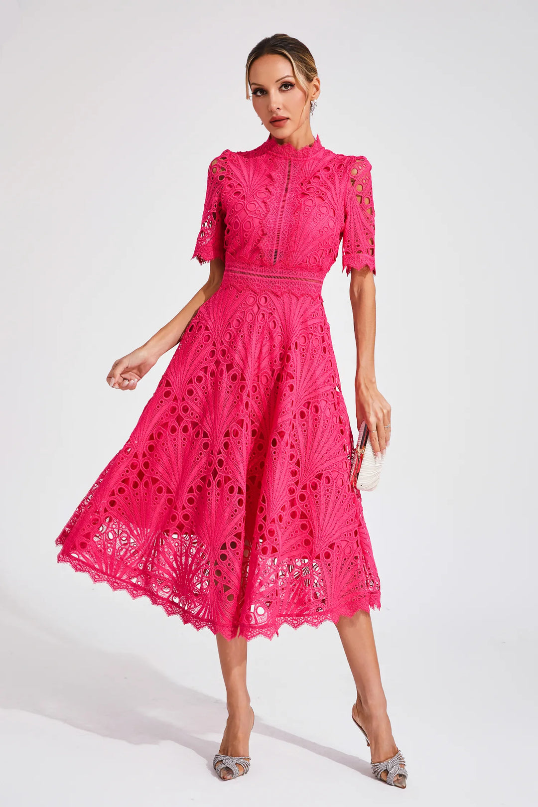 Leigh - Elegant Lace Midi Dress