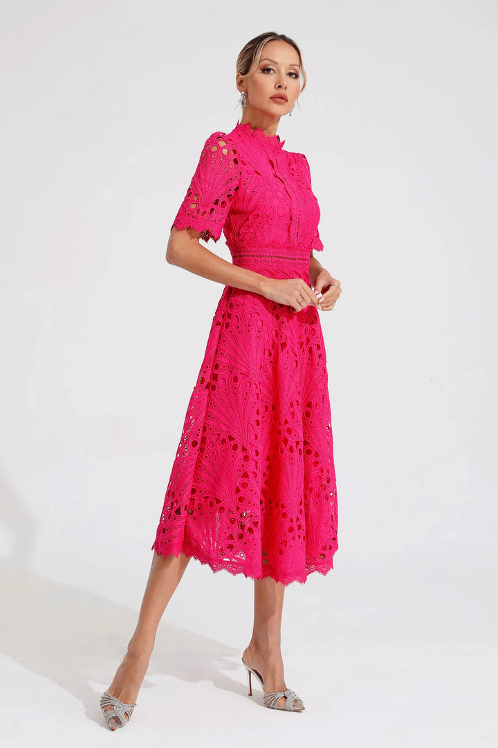 Leigh - Elegant Lace Midi Dress