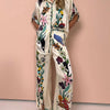 Nika | Satin Shirt and Pants Set with Unique Vibes Resort Print